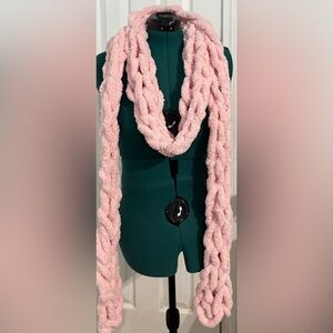 Handmade Hand Crafted Oversized Knit Scarf Light Pink